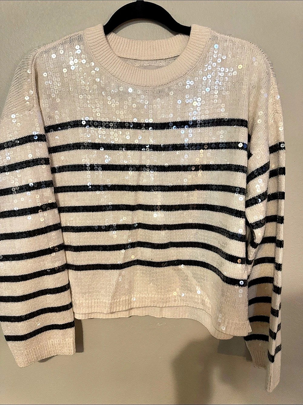 LOFT Sequin Striped Sweater Size Small